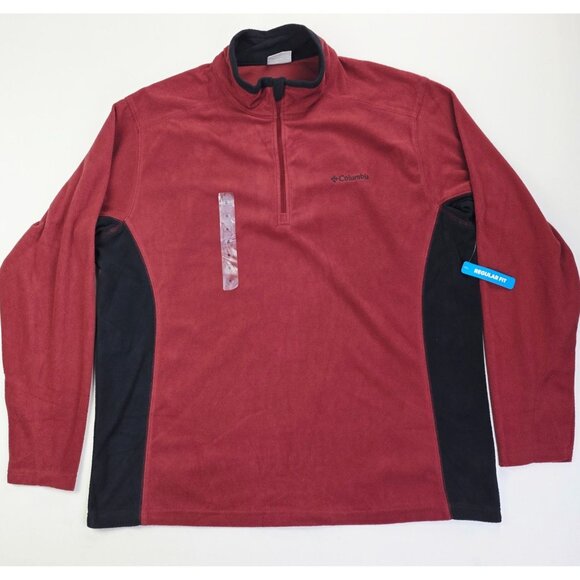 Columbia Regular Fit Size XL Mens 1/4 Zip Pullover Burgundy Black Fleece NWT - Picture 1 of 11